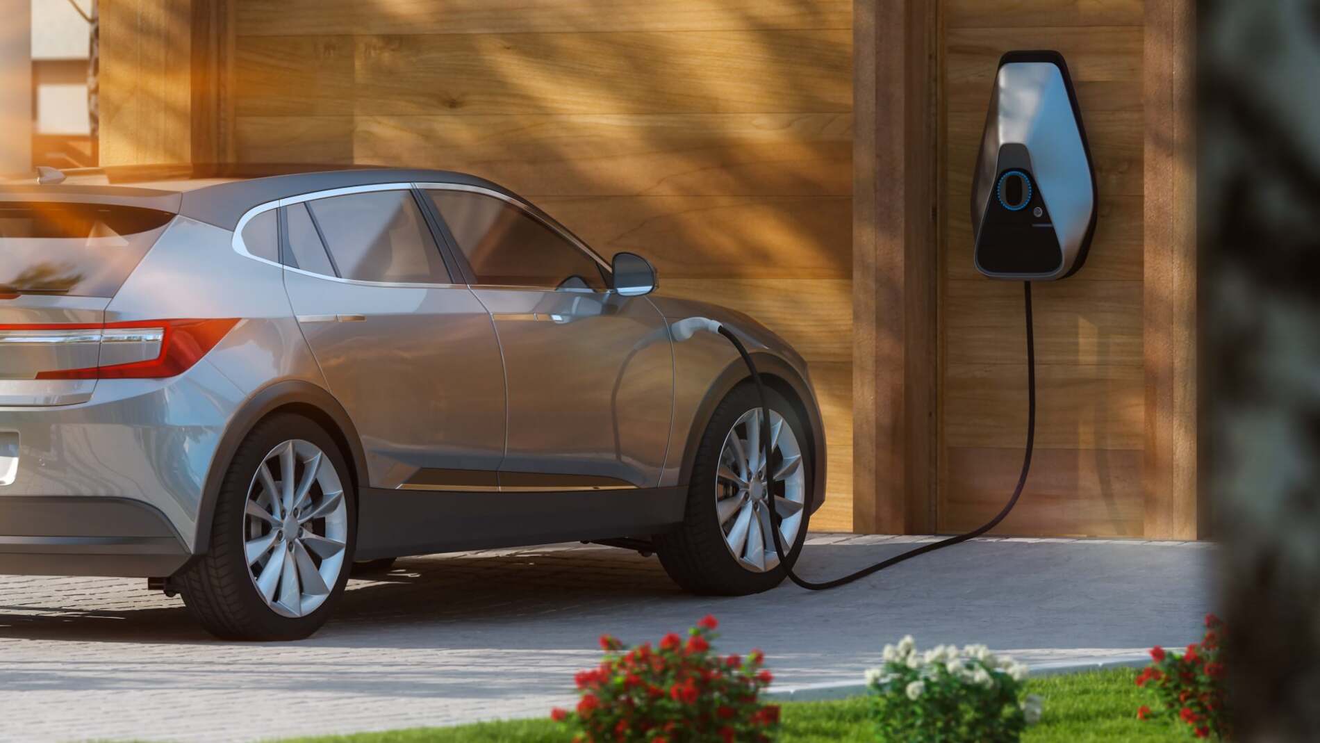 Electric SUV charging at a commercial EV charging point
