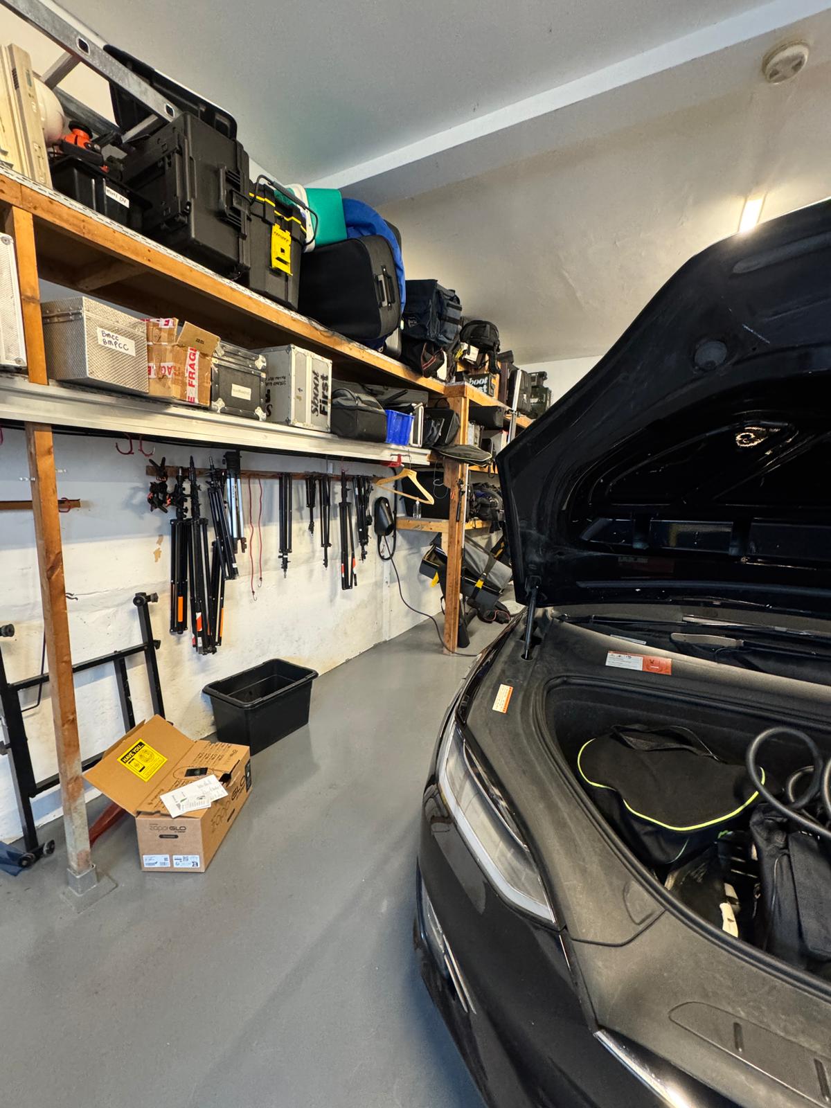 Tesla charging in garage installation