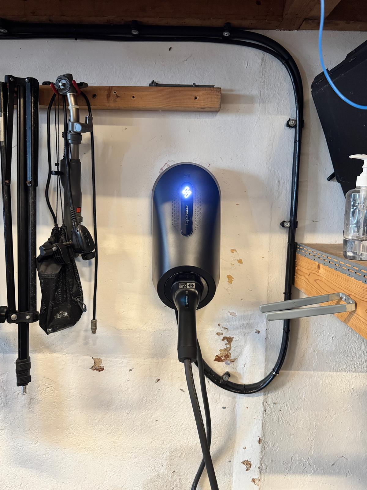 Zappi GLO charger with cable connected